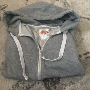 Orange Kiss Gray Hoodie with White Accents